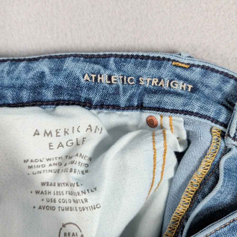 American Eagle Jeans Mens 36x34 Blue Athletic Straight Airflex Temp Tech Denim